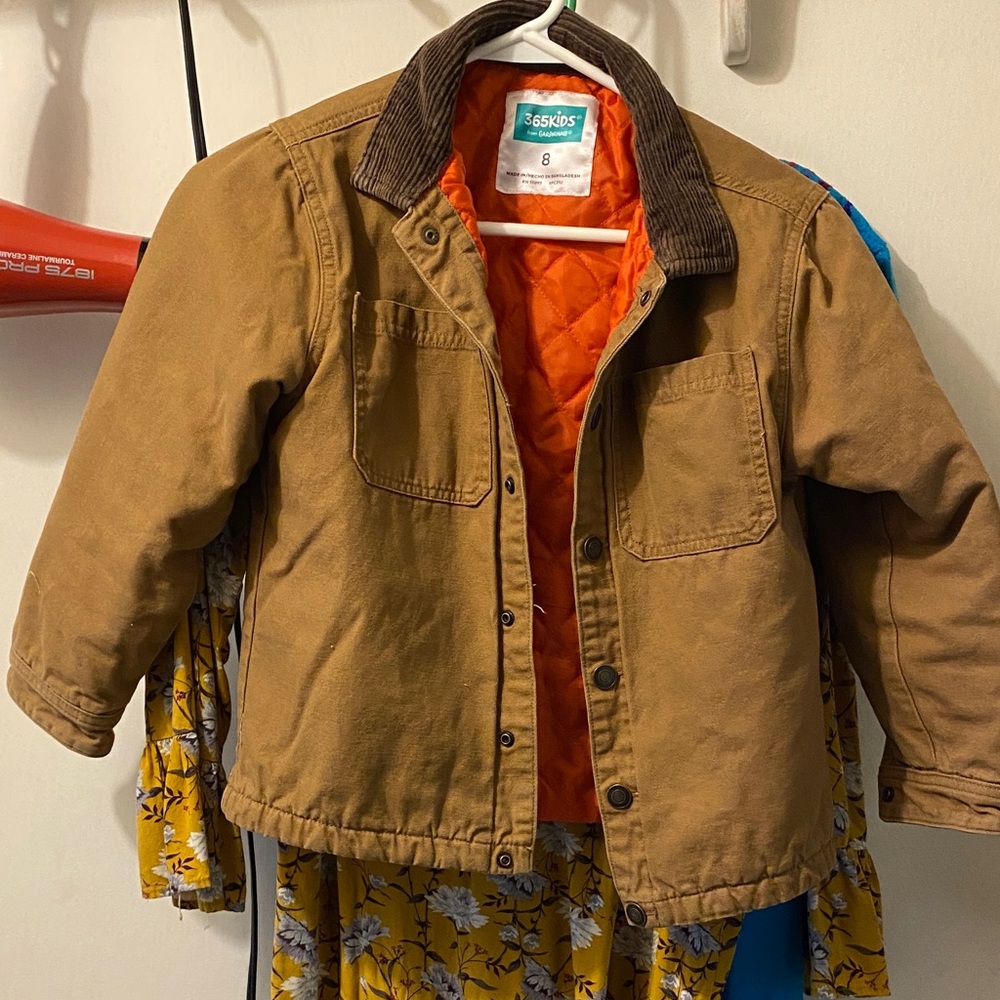 365kidsBrown Kids Jacket with Orange Lining